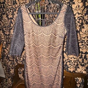 Guess Black and Cream Long Sleeve Dress